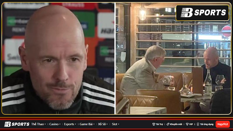 Erik ten Hag và Sir Alex Ferguson trước trận đấu Barca Erik ten Hag và Sir Alex Ferguson trước trận đấu Barca