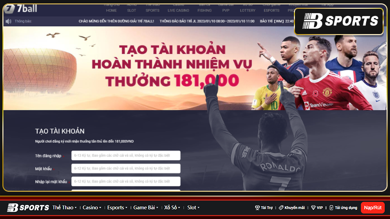 Đăng ký tài khoản để được trải nghiệm cá cược hấp dẫn tại 7ball Đăng ký tài khoản để được trải nghiệm cá cược hấp dẫn tại 7ball