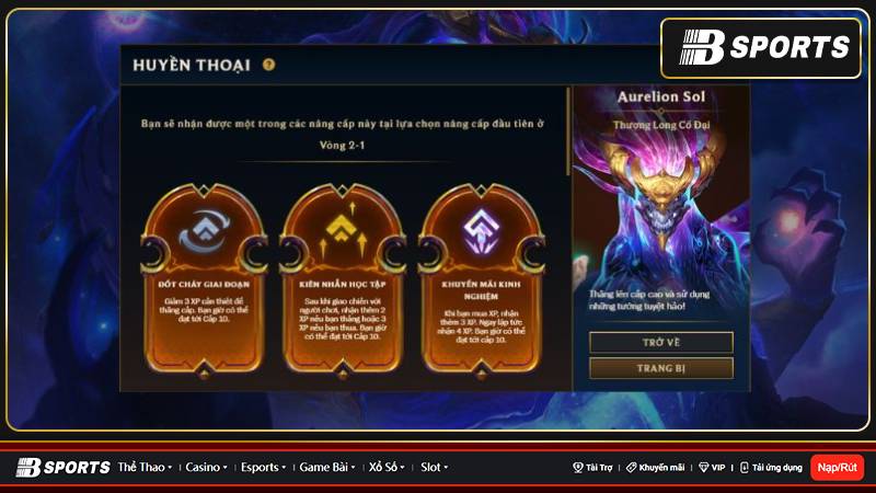 Lựa chọn Huyền Thoại trước khi vào game đấu Lựa chọn Huyền Thoại trước khi vào game đấu